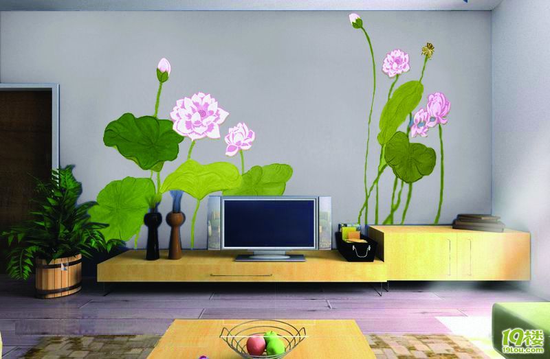 精美大气家庭电视机背景墙绘