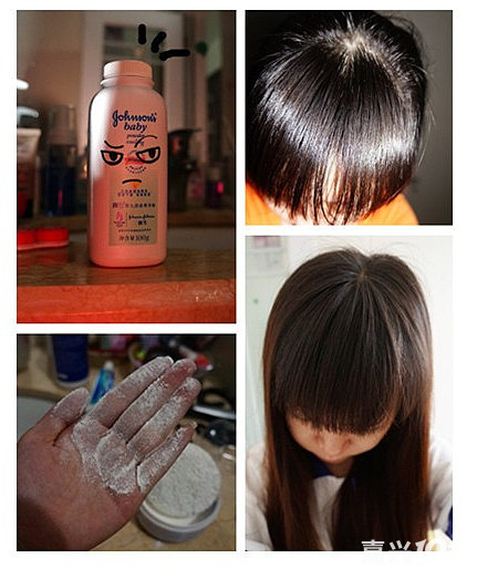 懒人必备头发免洗法宝爽身粉以头试粉教程
