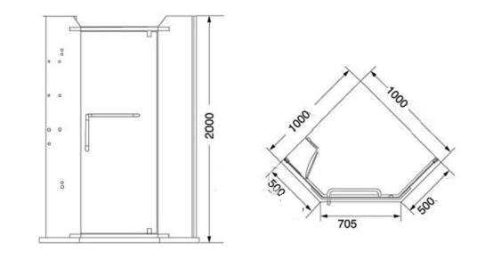 钻石型淋浴房尺寸图纸图片