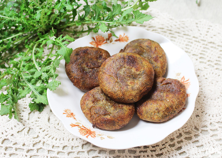 清明农家美食芽麦塌饼清甜软糯纯天然