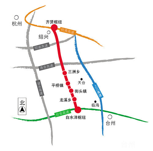 杭紹臺高速公路路線圖確定