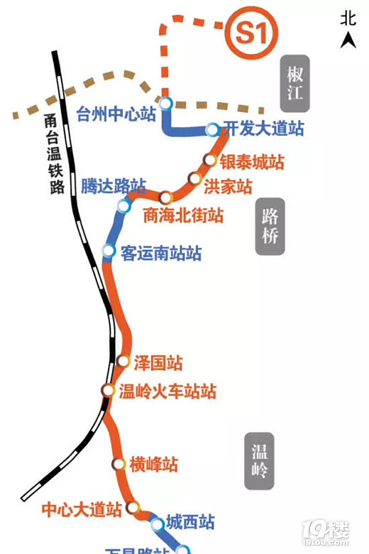 台州s1轻轨的路线图图片