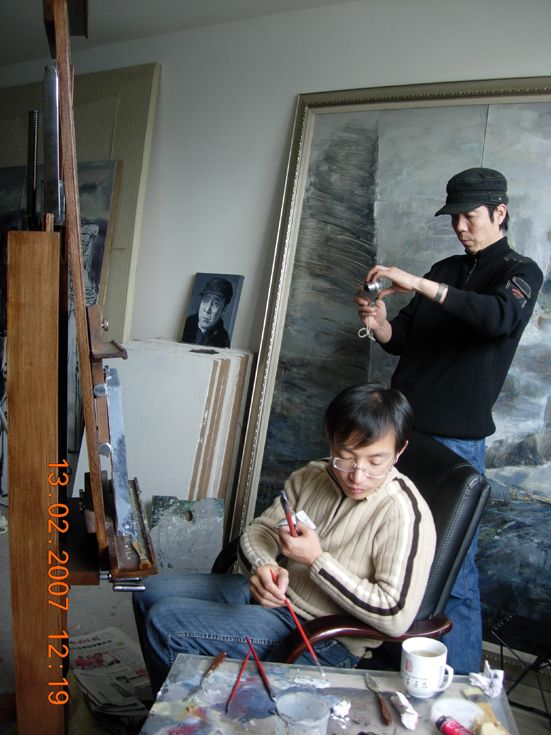 [原]张晨初画陈虹肖像现场